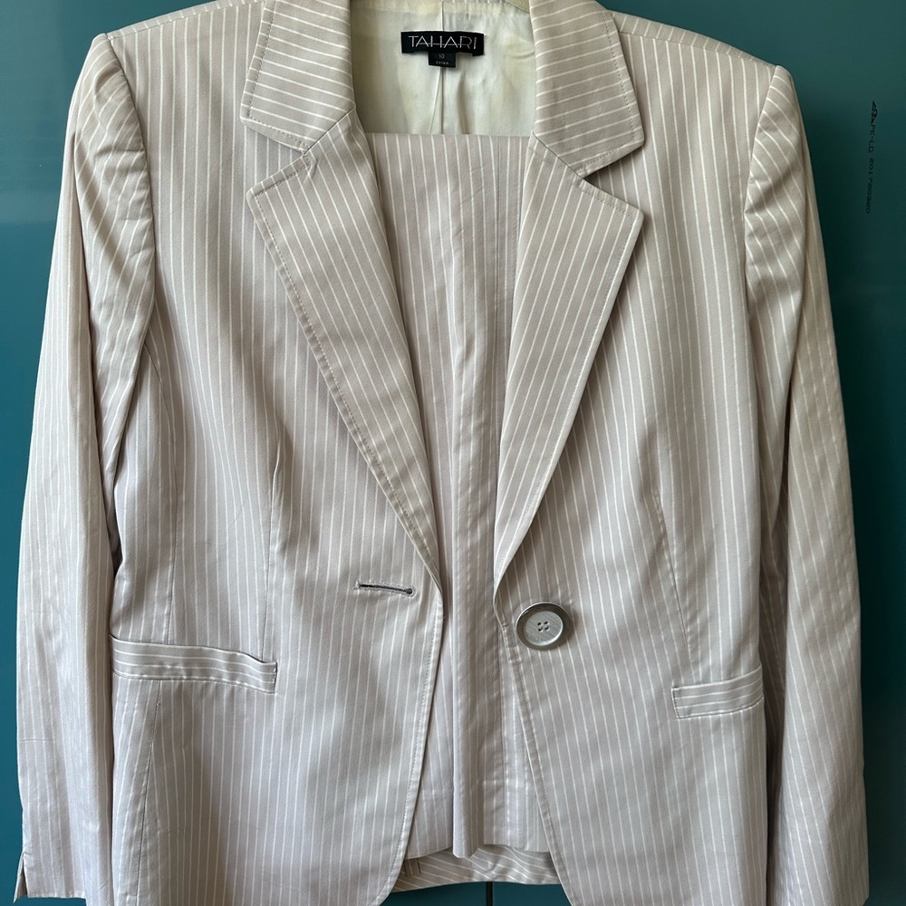 Tahari Stripe Pantsuit Set